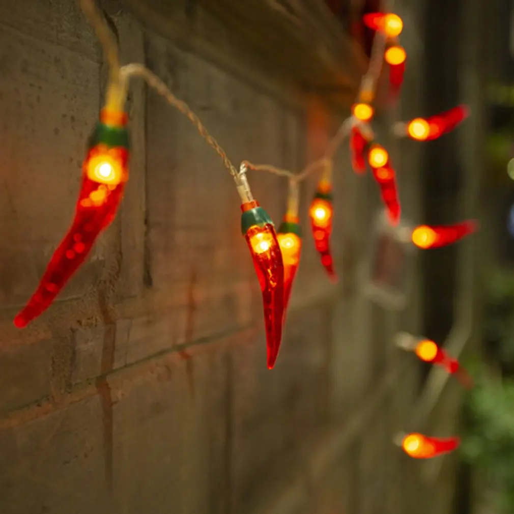

Red Chili String Lights 16ft 20LED Fairy Lighting Pepper USB Battery Operated LED Kitchen String Light Warm White Night Lamps