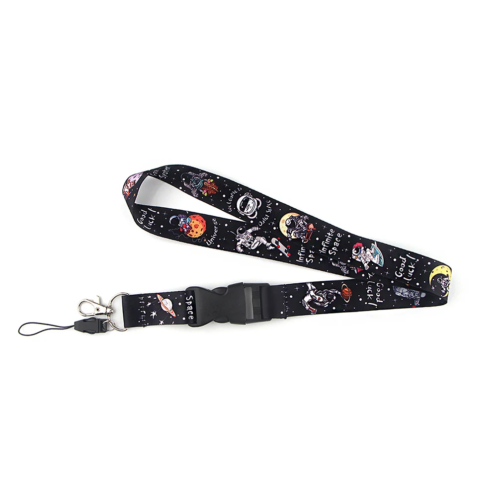 

JF330 Black Universe Astronaut Lanyards Cool Neck Strap Straps Phone Buttons ID Card Holder Lanyard For Keys DIY Hanging Ropes