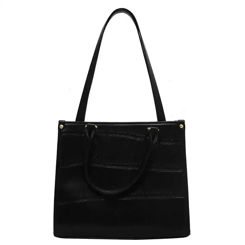 

Stone Pattern PU Leather Shoulder Bags Female 2021 Summer Simple Casual Trend Luxury Fashion Travel Handbag Totes