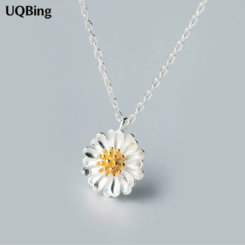 

Женское элегантное ожерелье из стерлингового серебра 925 пробы с цветочной маргариткой, ювелирное изделие 2021