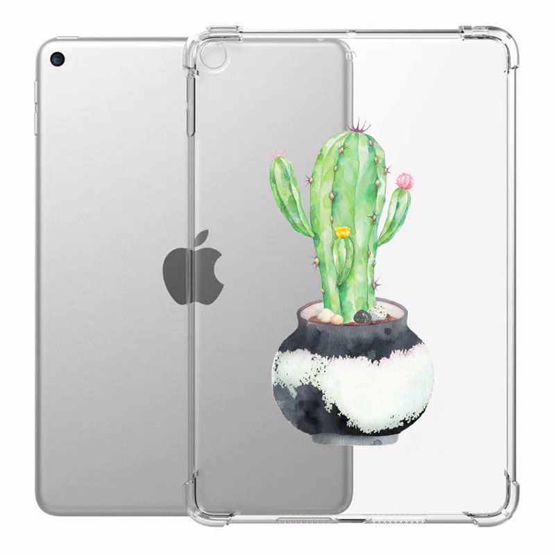 

Cute Cactus For iPad Pro 12.9 2020 Funda Transparent Silicone Reinforced Corners Soft Cover Case iPad 7th Generation Case Air 3