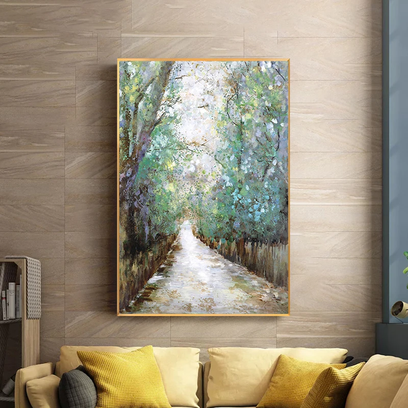 Большая абстрактная лесная дорожка холст Художественная печать живопись