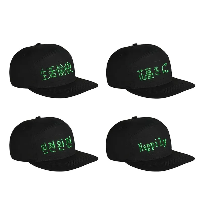 

Fashion USB Port Fashion LED Cap Phone Bluetooth APP Controlled Display Words USB Hat For Party Club