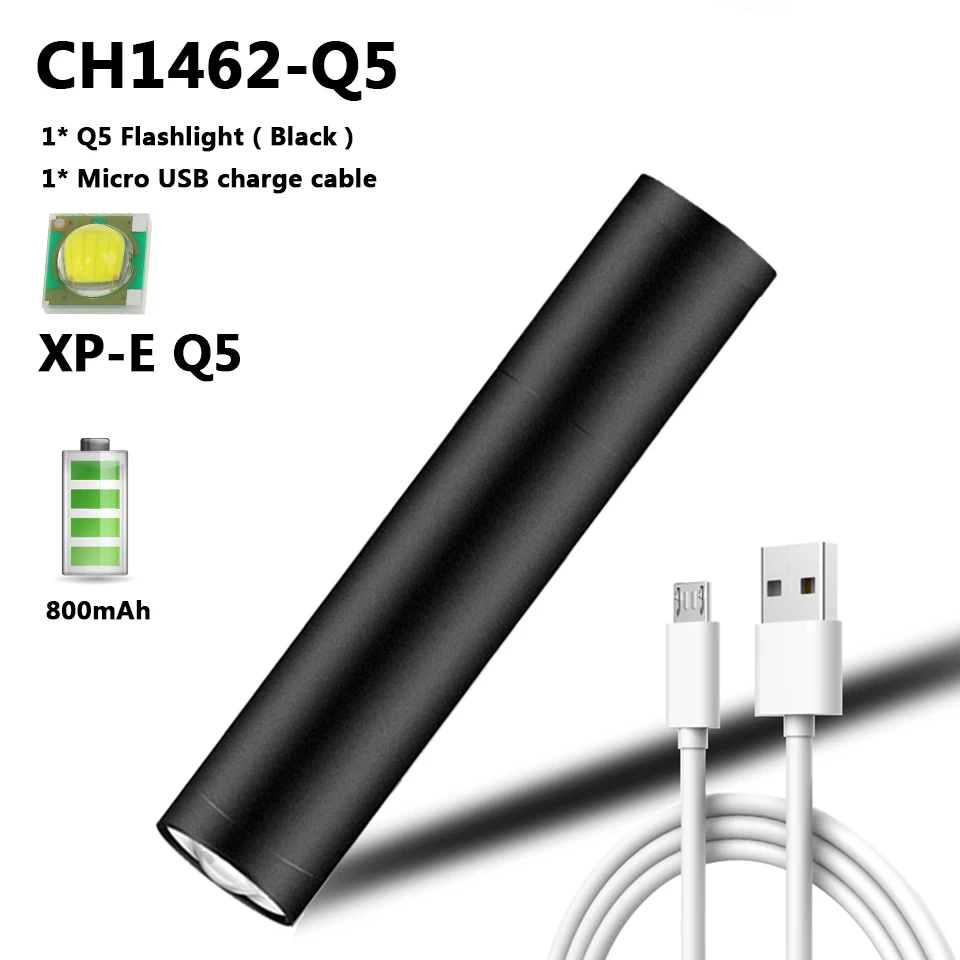 XM-L T6 Встроенный аккумулятор с возможностью зарядки через USB Светодиодный фонарик с зумом и водонепроницаемым корпусом для освещения велосипеда и кемпинга.