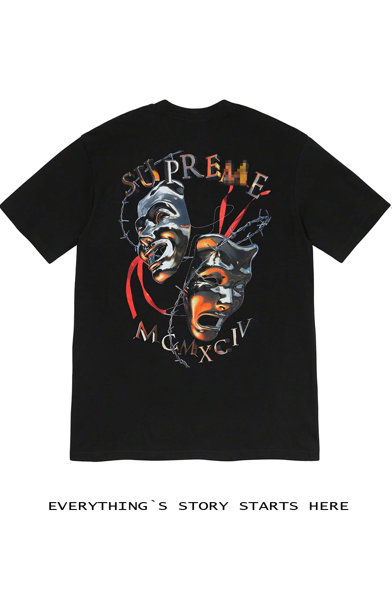 

Supreme 20SS Laugh Now Tee Open Season Mask Masquerade Smile Short-sleeved T-shirt Tee