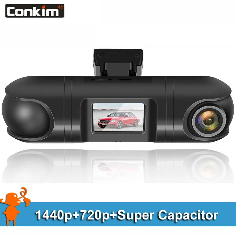 Conkim автомобильная камера двухканальная 1440P + 720P заднего вида 1 5 &quotTFT LCD 140 градусов