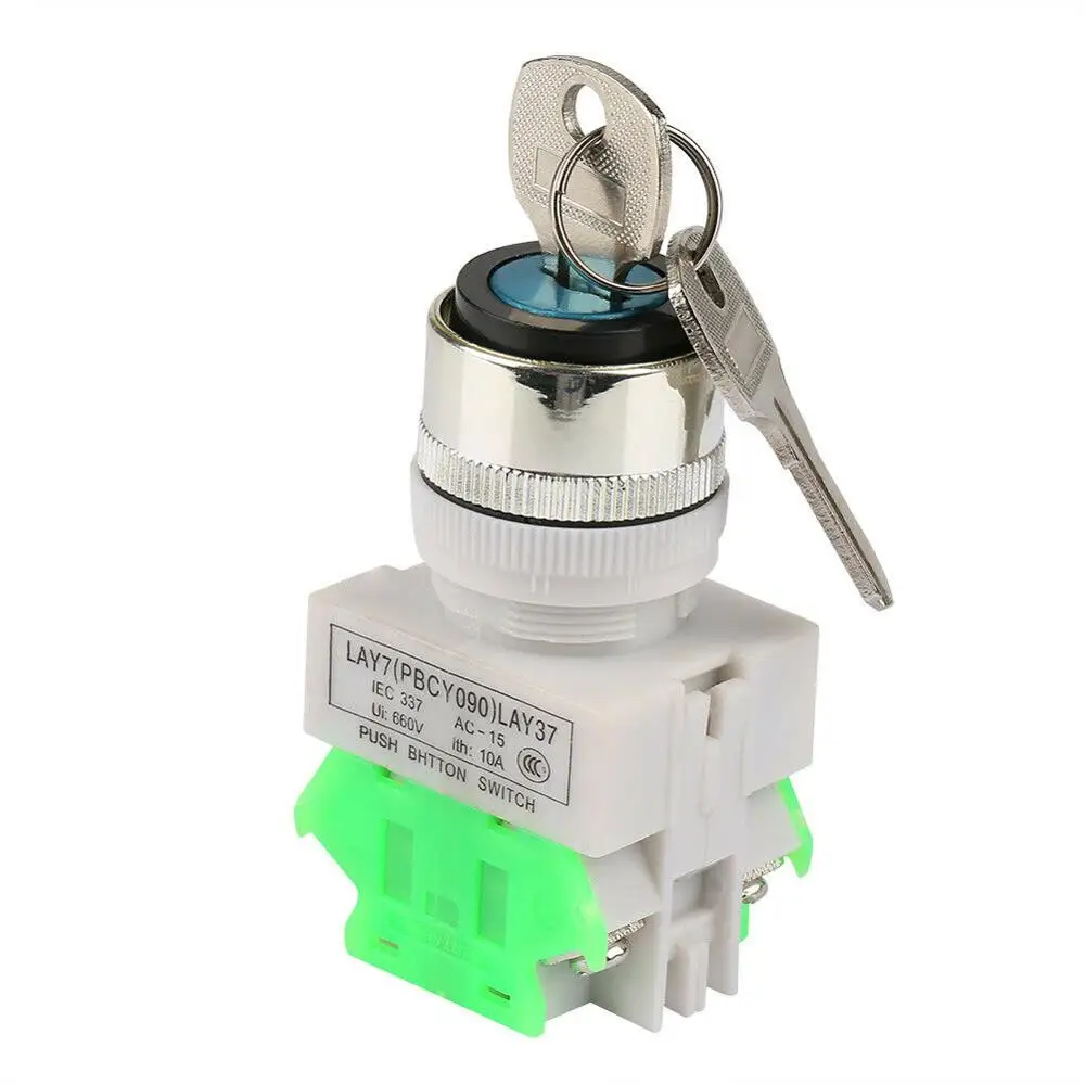 LAY37 AC 380V 10A DPST 2-позиционный 3-позиционный поворотный переключатель с замком 2no LAY7 |