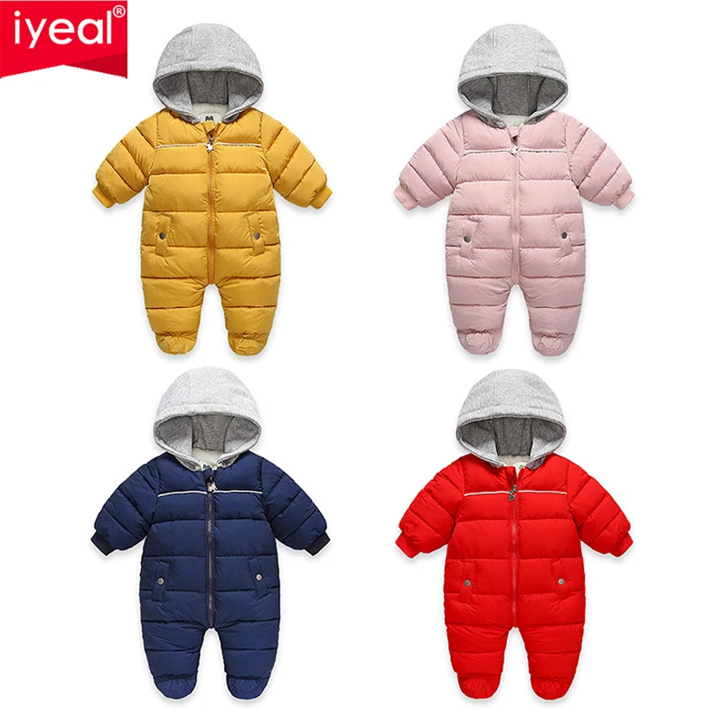 IYEAL Cold Winter Newborn Baby Boy Romper Girls Ropa Babies With Hooded Long Sleeve Thicken Windproof  Coats Toddler Outerwear