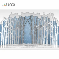 laeacco photography backgrounds cartoon winter forests snowing scene baby children portrait photographic photo backdrops studio