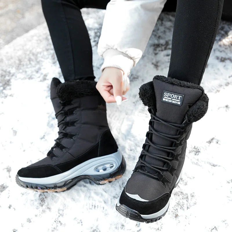 

Winter Fashion Waterproof Women Boots Women Keep Warm Plush Snow Boots Non-slip Platform Lace-Up Boots Botas Mujer Size 36-42