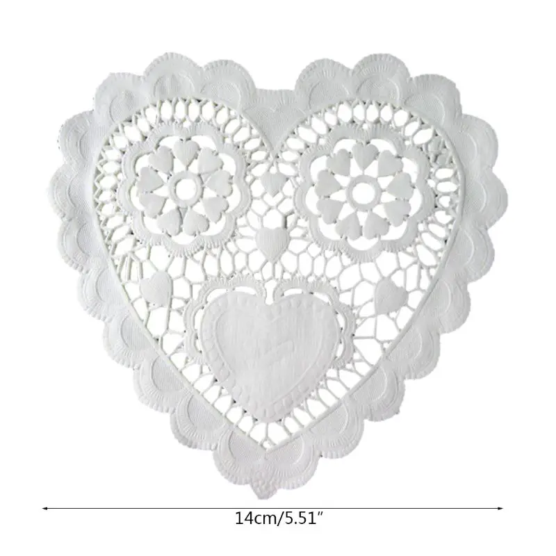 100 шт./компл. 5 дюймов полые в форме сердца салфетки маслостойкие Pape Doilies коврик для