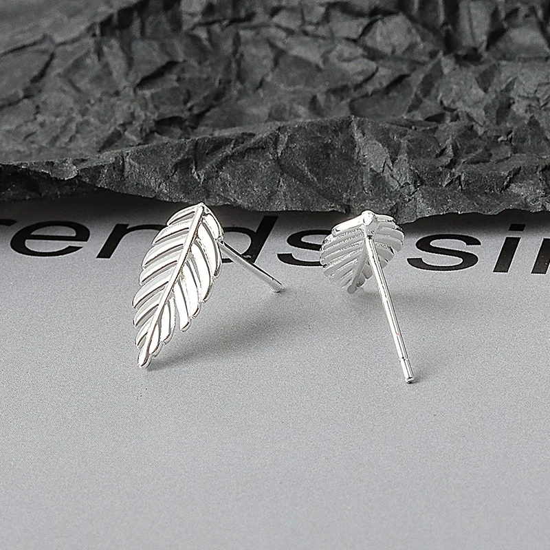 

Fashion 925 Sterling Silver Leaf Stud Earrings For Women Party Wedding Jewelry Pendientes eh953