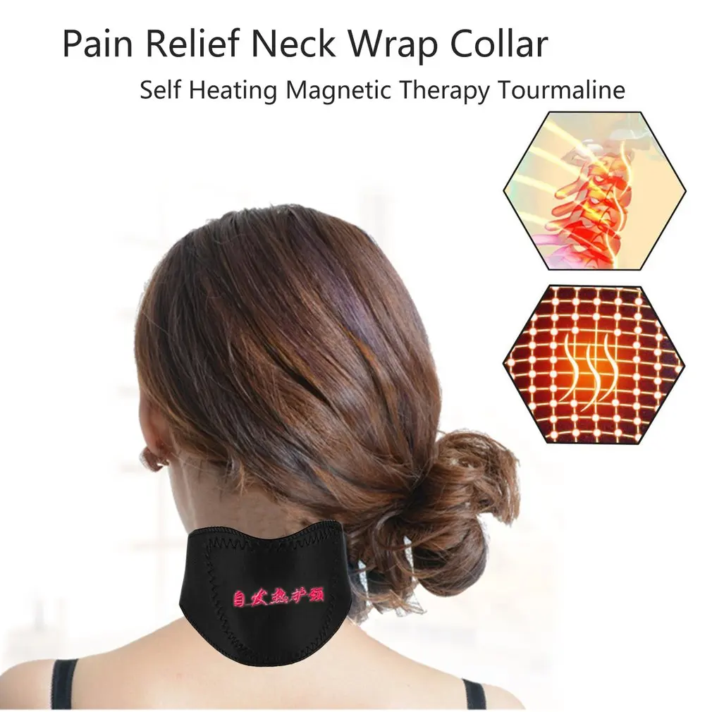 

1piece Self-heating Tourmaline Neck Magnetic Therapy Support Tourmaline Belt Wrap Brace Pain Relief Neck Massager Products
