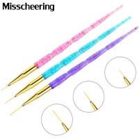 3pcsset nail art line painting brushes sequins handle crystal acrylic thin liner drawing pen uv gel manicure tools