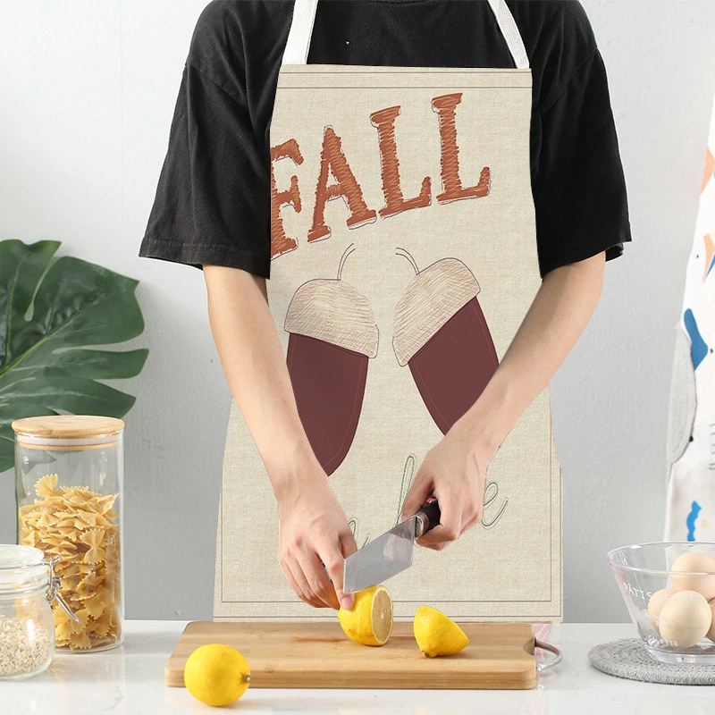 

Cartoon Print Sleeveless Apron Kitchen Women's Apron Home Cute Cooking Baking Waistline No. 2 Restaurant Apron Apron