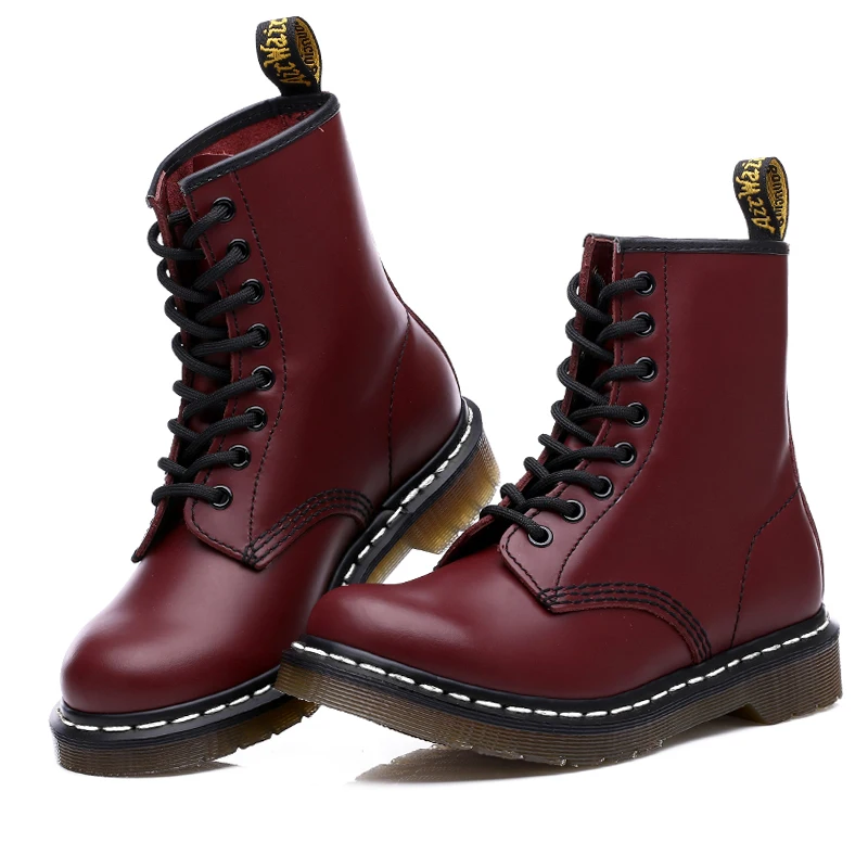 Women Doc Martin Boots Genuine Leather Flat Platform Shoes Autumn Winter Ankle Thick Bottom Punk Botas Mujer |