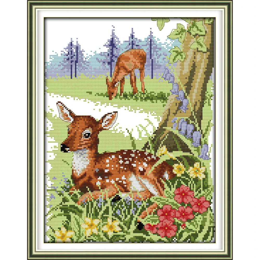 

Everlasting Love Deer Chinese Cross Stitch Kits Ecological Cotton 11CT 14CT Easy for Beginners Home Decoration