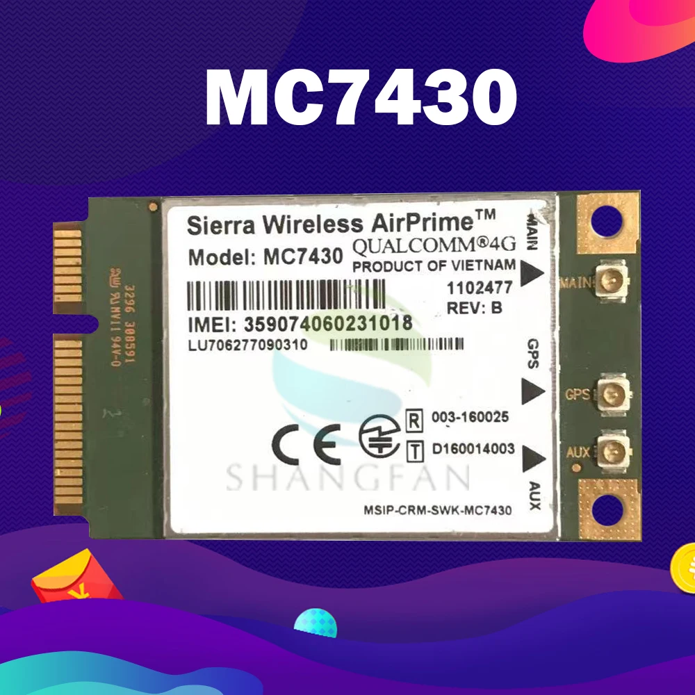 Плата MC7430 4G модуль Φ LTE CAT6 HSPA + GNSS WWAN USB 3 0 MBIM интерфейс PCIe mini карта|3G - Цена: 3 914,09 руб.