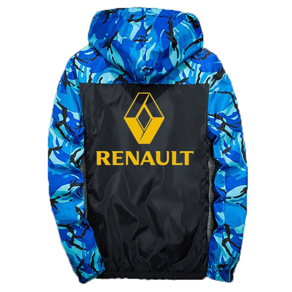 

Unisex Men Spring Autumn Renault Car Logo Windbreaker Jacket Sport Splicing Male Clothing Camouflage Slim Hoodies Coats
