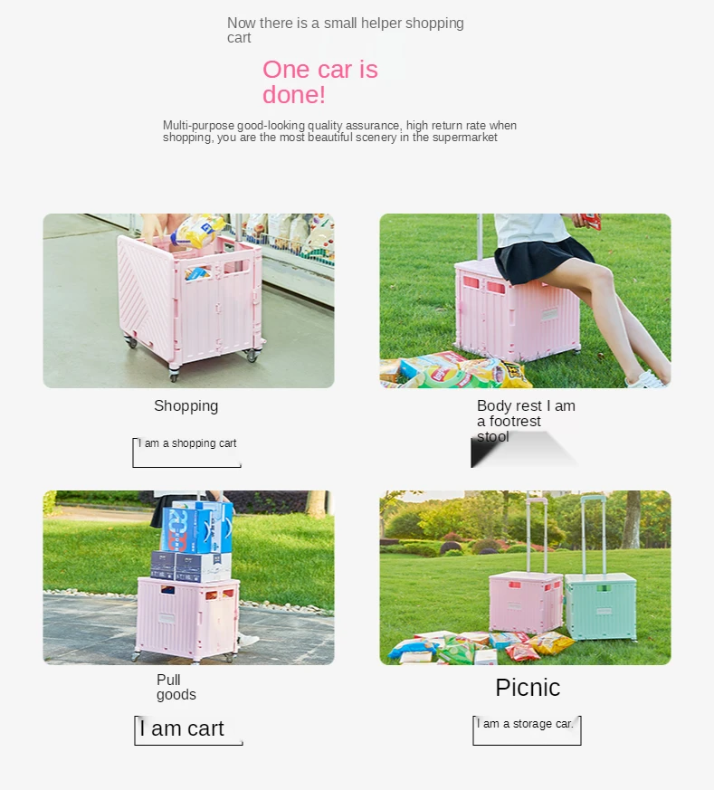 

Cy Shopping Cart with Express Shopping Gadget Internet Celebrity Trolley Folding Luggage Trolley Lightweight