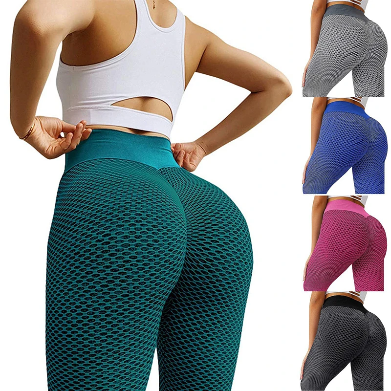 

Solid color ripple Yoga Pants Push Up Leggings For Women Sport Fitness Yoga Legging High Waist Squat Proof Sports Tight Workout