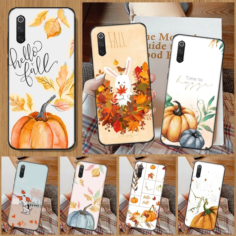 

Pumpkin Happy Fall Autumn Phone Case For Xiaomi Redmi Note 10 Pro 10S 9S 8T 7 8 9 9A 9C 8A 7A 6A 5 6 S2 K20 Black Print Cover Co