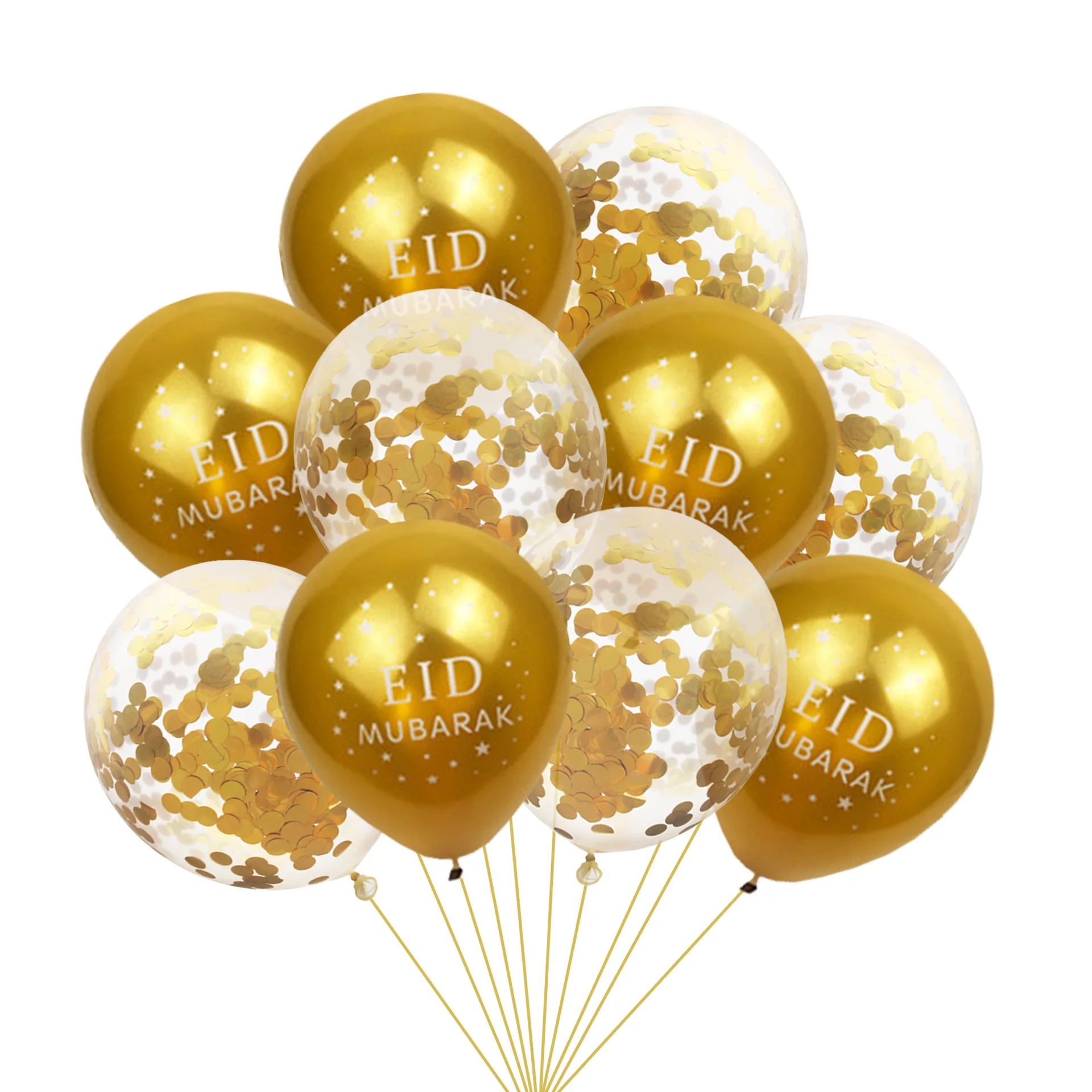 

10PCS EID MUBARAK Balloons Decor Ramadan Decoration Silver Gold EID Balloon for Islamic Muslim Eid Mubarak Favors Party Supplies