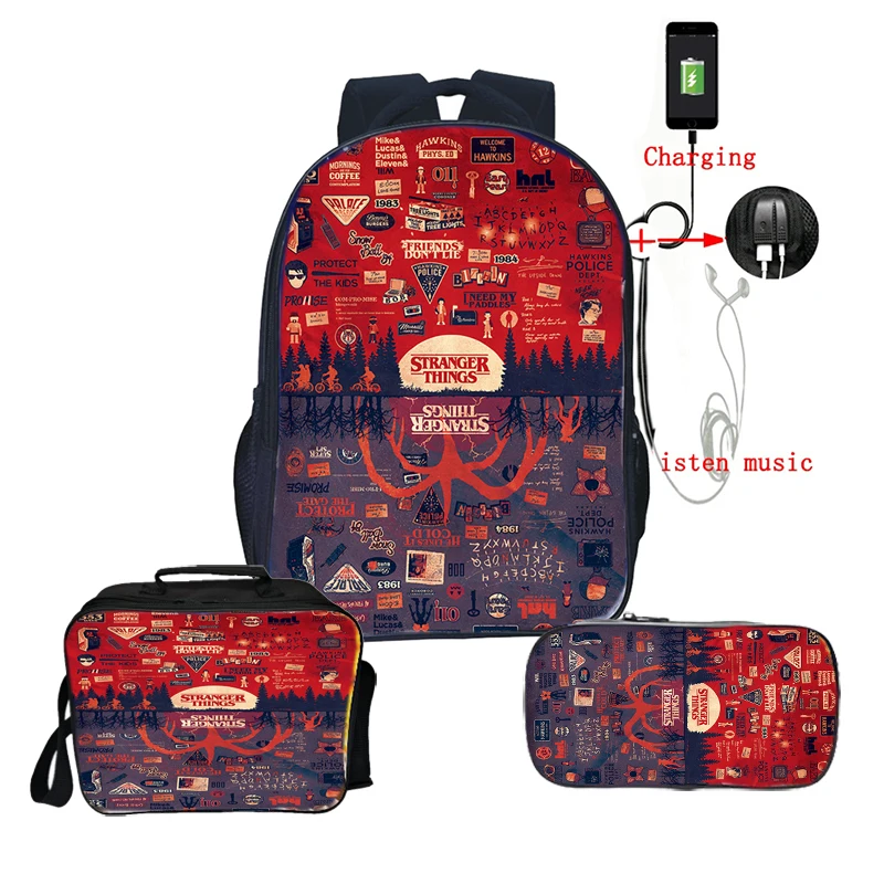 3 шт./компл. рюкзака рюкзак для школы Подарочный Детский мальчиков и девочек с usb