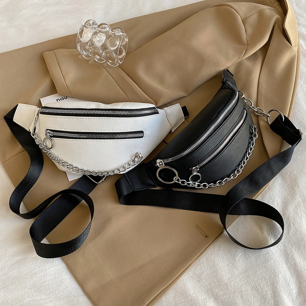 

Stone Pattern Women Fanny Pack Small PU Leather Crossbody Chest Bag Female Chain Waist Belt Pouch Phone Purse