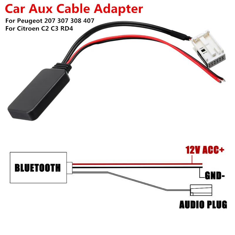 Автомобильный 12Pin Bluetooth модуль Беспроводной Радио Стерео AUX IN Aux кабель для