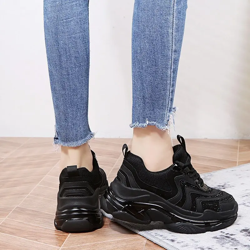 

Fashion Round Toe Lace Up Vulcanized Shoes Women Platform Sneakers Solid Color Woman Shoes Sport Casual Shoes Zapatillas Mujer