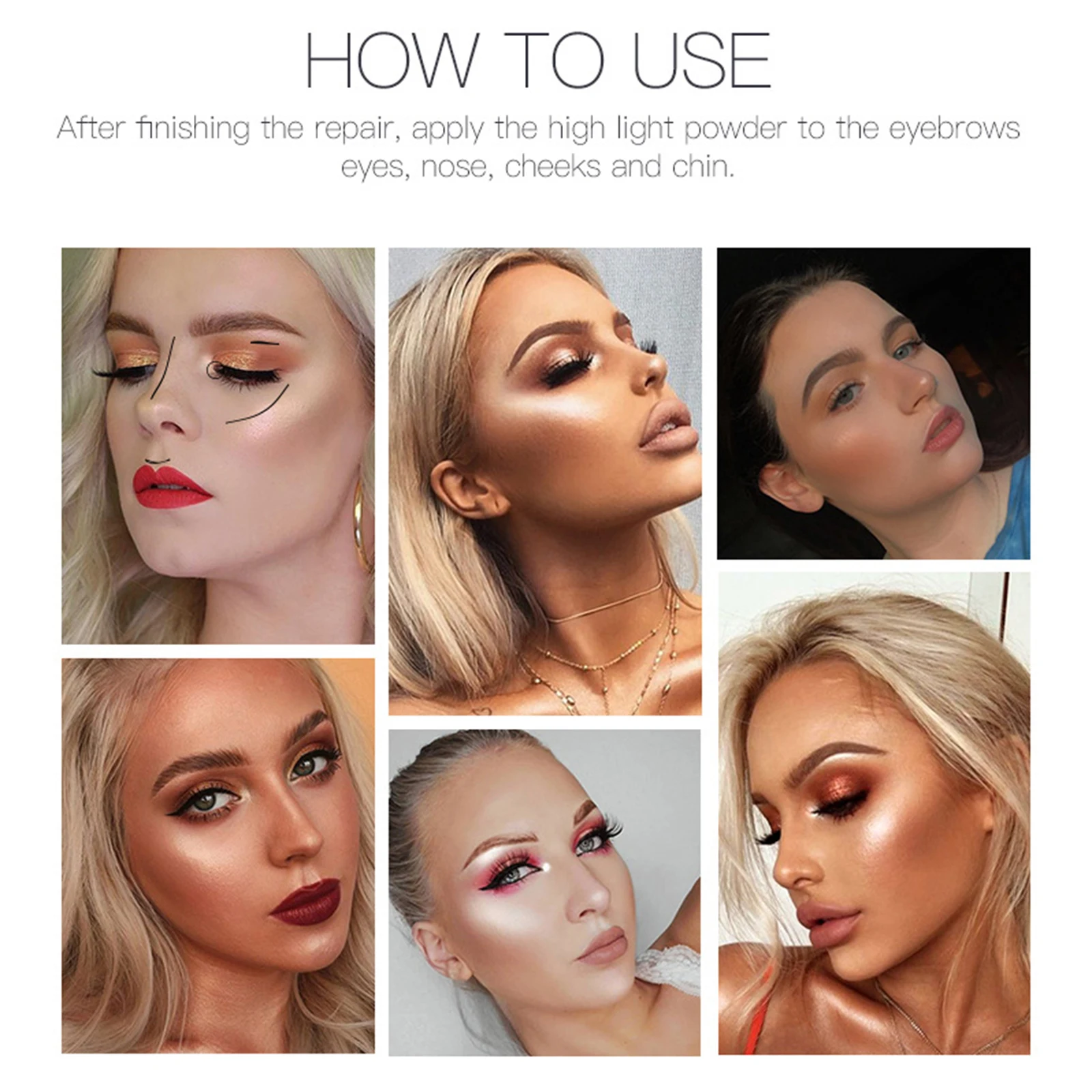 

3D Face Highlighter Whitening Concealer Cosmetic Tools Easy To Use Heart Shape SOYW889