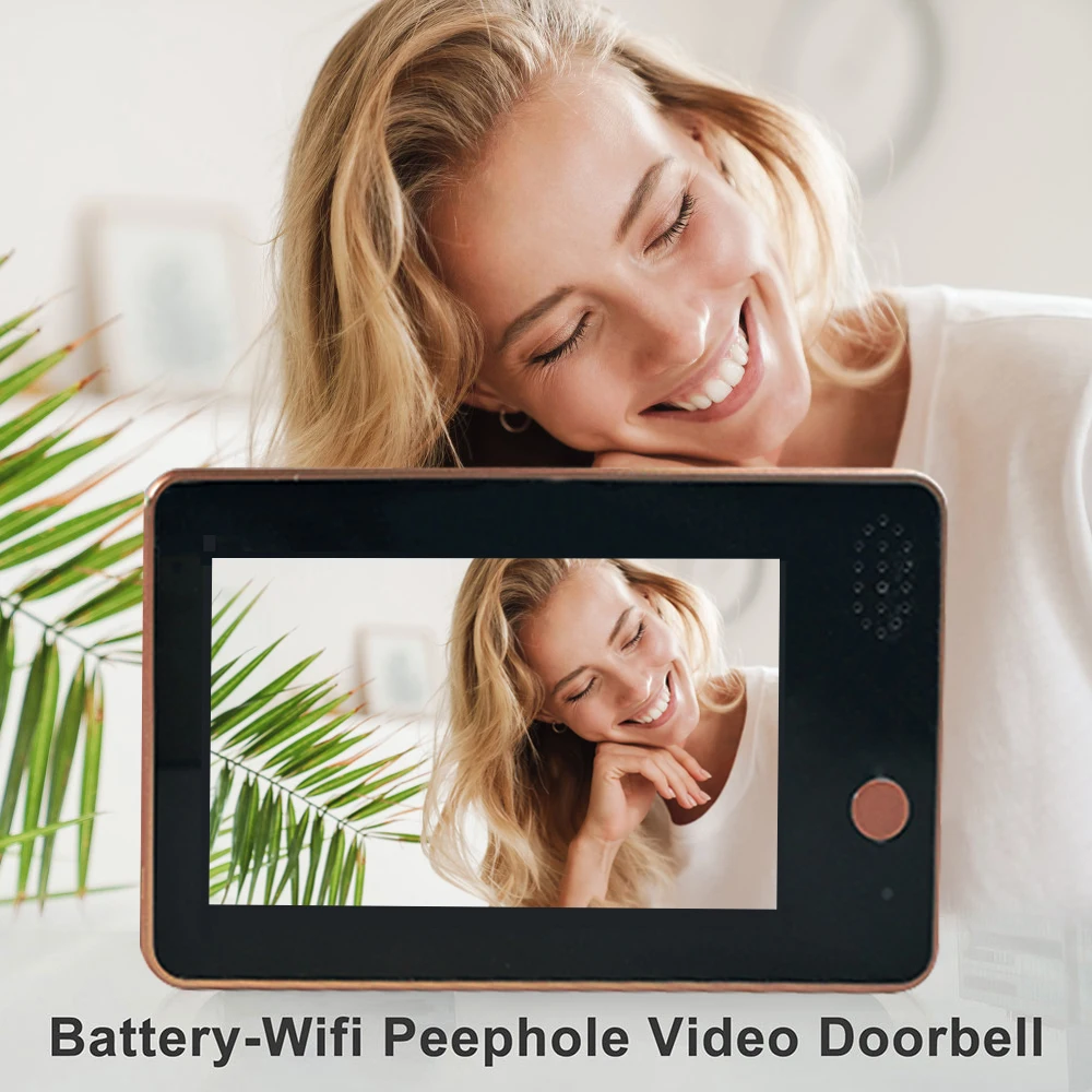 

Tuya Smart HD 1080P Wifi video Doorbell 4.3 Inch Door Peephole Camera with Night PIR Alarm System Connected with Smart Phone