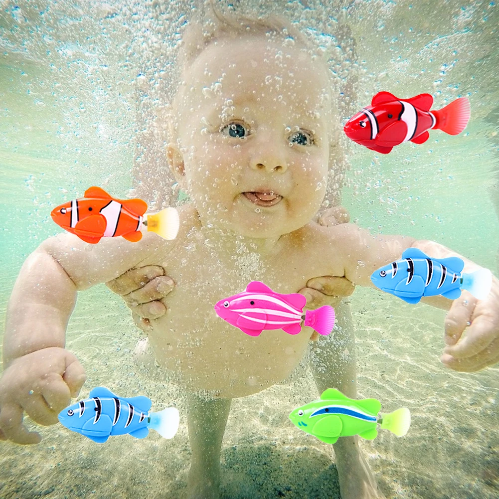 

New Swimming Light Transparent Electronic Fish Activated Battery Fish Powered Toy For Children Kid Bathing Toys Gift Multi-Color