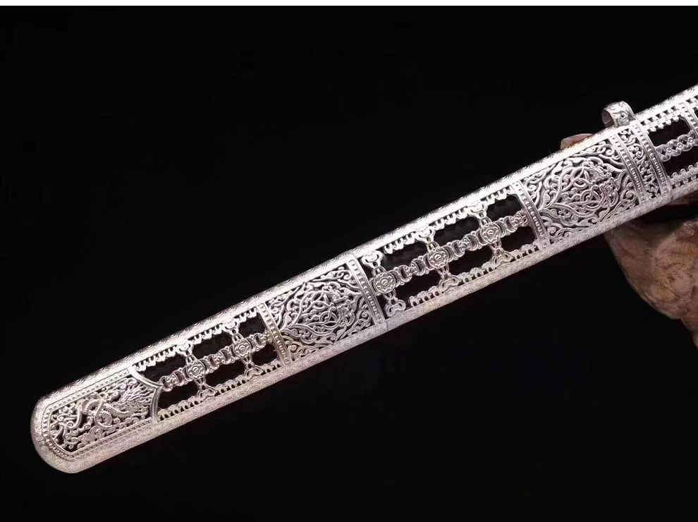 Handmade Folded Steel Chinese QingMing Dynasty Sword white copper fittings Long straight Wide blade sword sharp Daming yongle