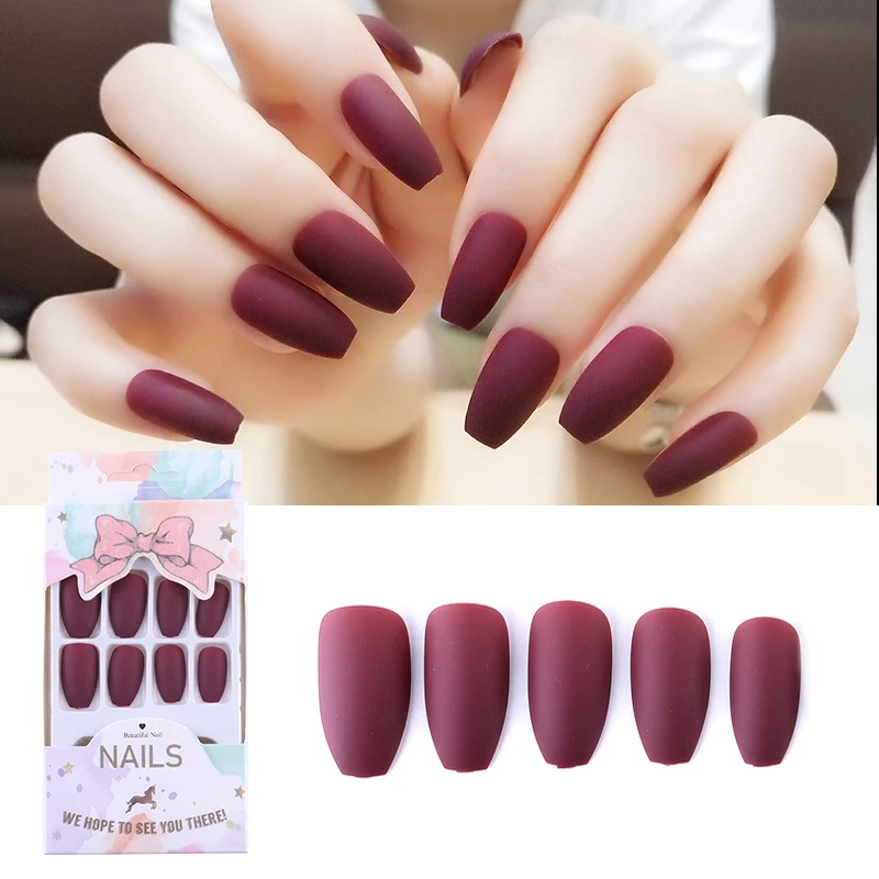 24 шт Профессиональные Накладные накладные ногти матовые для длинных накладных