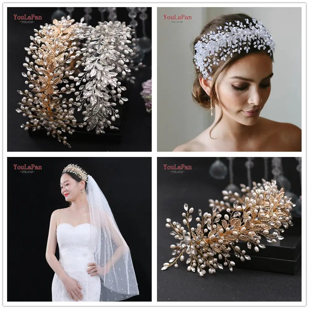 TOPQUEEN HP322 Bridal Headpieces Wedding Rhinestone Hair Accessories Pearl Headband Jewelry Tiara and Crown | Украшения и