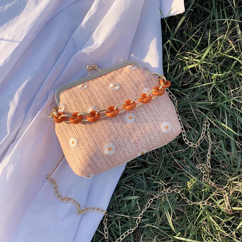 

Women's Bag Beige Shoulder Bag Women's Summer Bag Beach Straw Bag Mini Small White Purse Sling Purse Crossbody Bags Bag Vintage