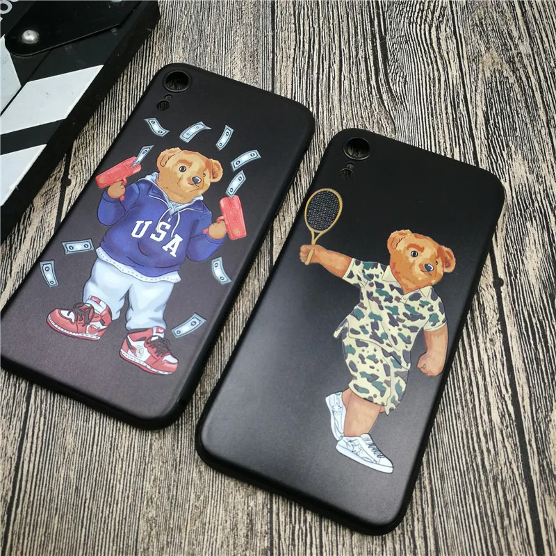 Роскошный итальянский чехол Gg с милым медведем для телефона Iphone 11 Pro X Xs Max Xr 10 8 7 6 6s Plus, мягкий матовый силиконовый чехол
