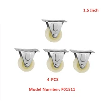 4 pcslot casters 1 5 inch fat directional height 50mm thickened white pp fixed pulley resistant nylon furniture wheel