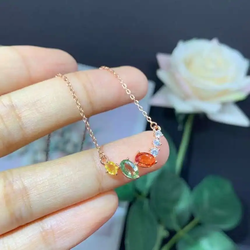 

Ожерелье с подвеской в виде сапфира, серебро 925 пробы