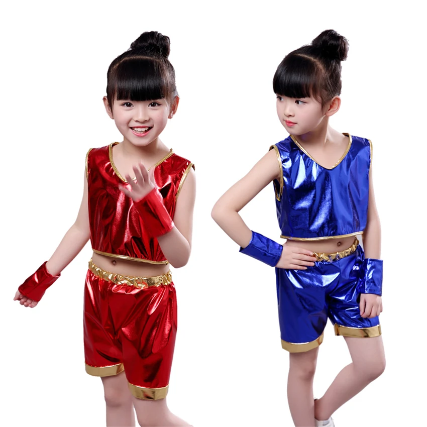 Детские танцевальные костюмы в стиле хип хоп блестящая золотая одежда для