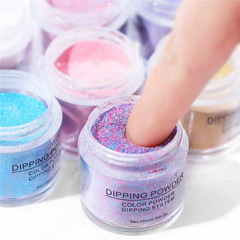 12 цветов для дизайна ногтей блестящий акриловый порошок погружения пудра УФ-геля