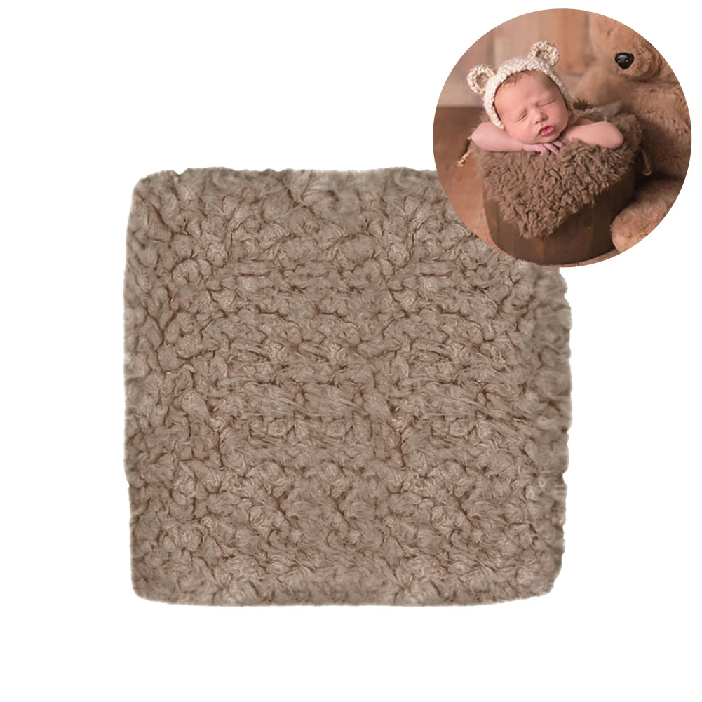 Baby Blanket Newborn Wrap Soft Photography Props Unisex Stuffer Warm Faux Fur Solid Backdrop Mat Square Rug | Мать и ребенок