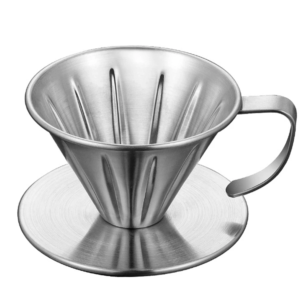 

304 Stainless Steel Coffee Large Coffee Drip Filter Silver Dripper Cone Cup Permanent Pour Over Coffee Tools