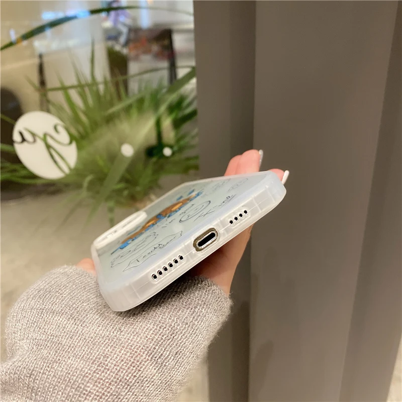 

Cartoons teddy bear Shockproof phone shell for iPhone 11 12 pro Max x xs max xr 7 8p case transparent Protection soft Back Cover