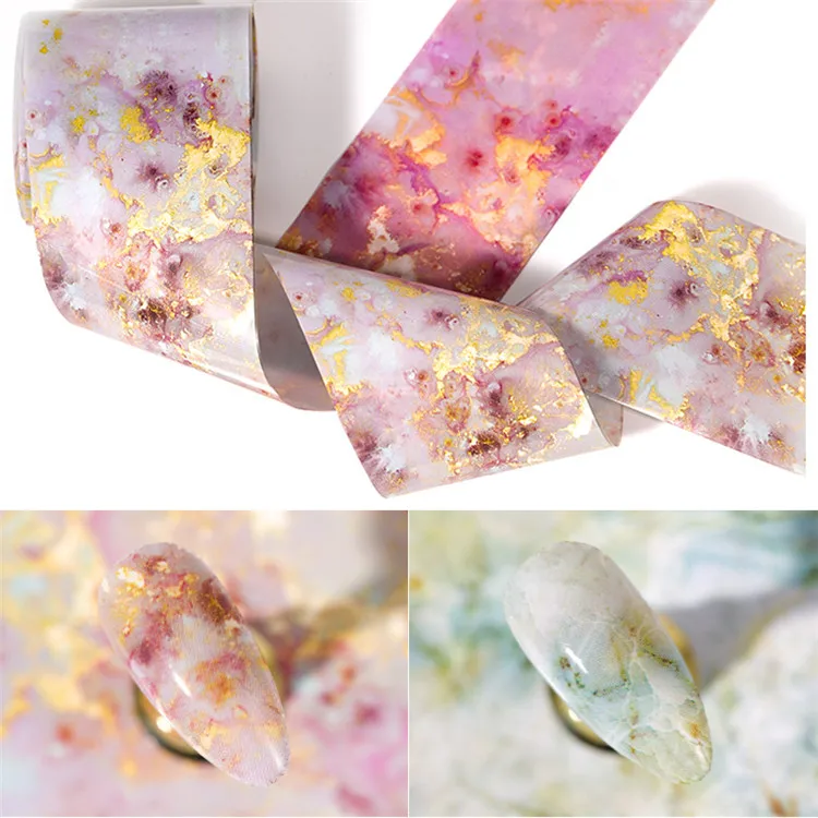 

100x4cm Nail Foils Marble Series Pink Blue Foils Paper Nail Art Transfer Sticker Slide Nail Art Decal Nails Accessories 1 Box