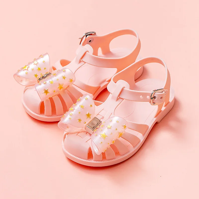 

7176 Girl Shoes Children's Jelly Bow Sandals Girl Children's Baby Soft Bottom Cute Little Princess Beach Shoes Girls Sandles