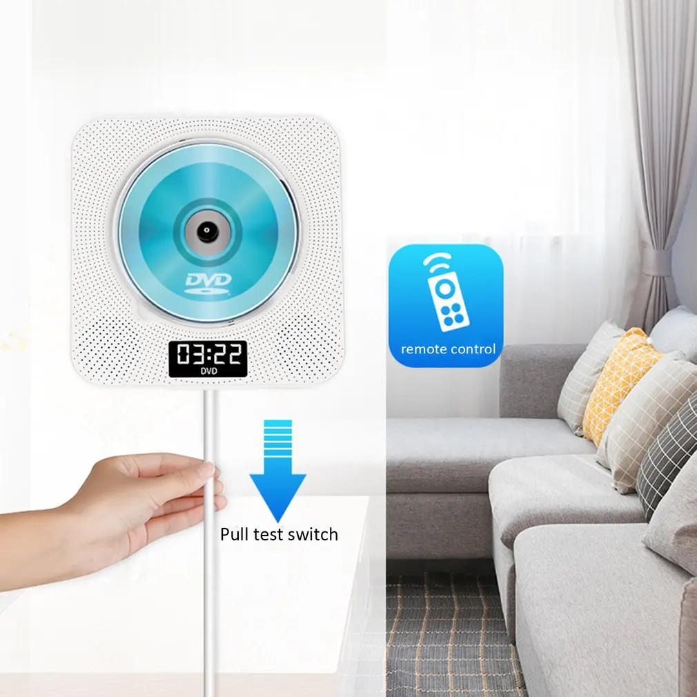 Портативный DVD / CD плеер BT настенный музыкальный с пультом дистанционного