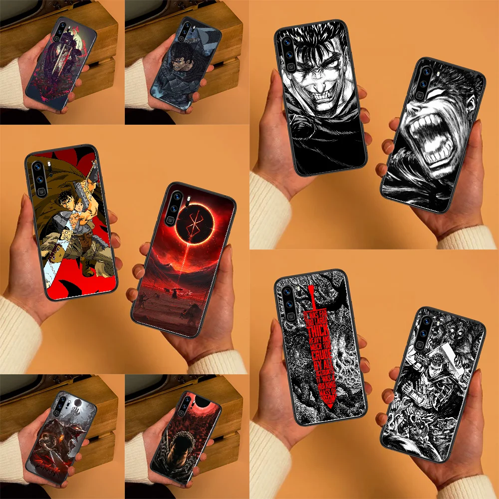 

Berserk Guts Phone case For Huawei P Mate P10 P20 P30 P40 10 20 Smart Z Pro Lite 2019 black fashion bumper tpu back painting